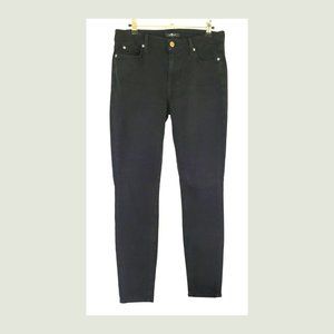 7 For All Mankind Mid Rise Skinny Sateen Stretch Jean in Black